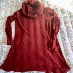 Susan Lawrence Cowl Neck Sweater. Burgundy/Maroon color